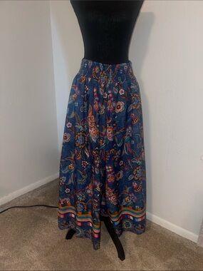Cato Navy Floral Paisley Palazzo Pants